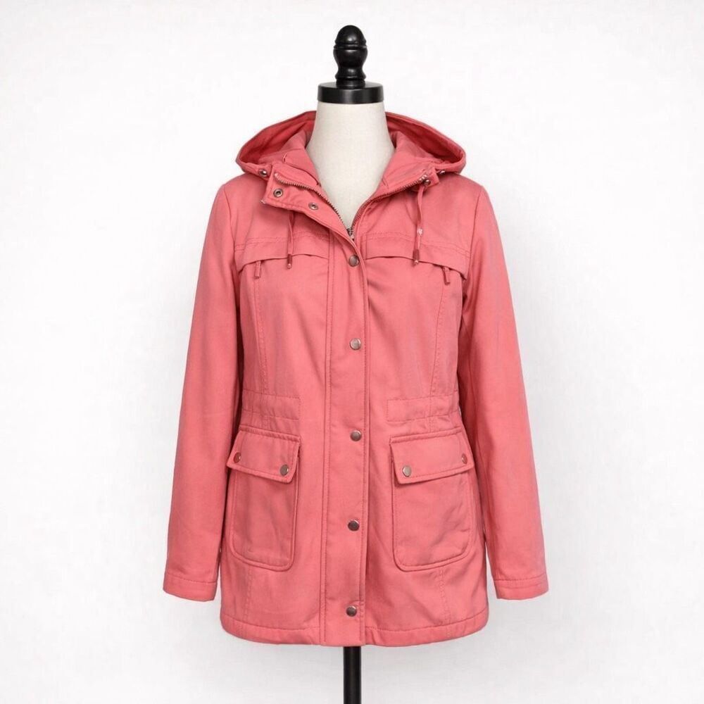 Isaac Mizrahi Live Pink Hooded Anorak Jacket Women’s XS | Softshell Utility Rain